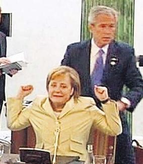 bush gropes merkel